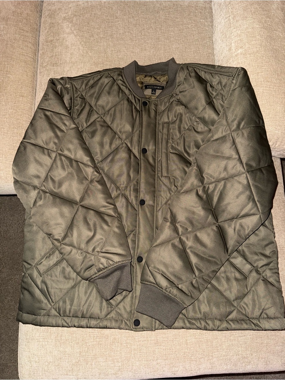 Banana Republic Quilted Olive Green Bomber Jacket